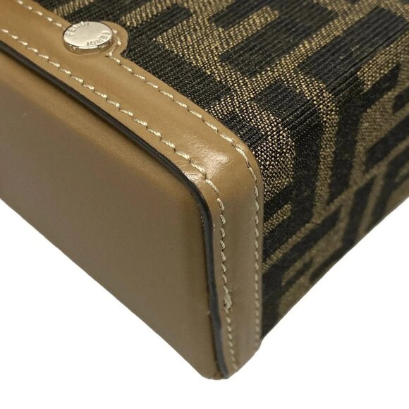 Auth FENDI Baguette Soft Trunk/Zucca Pattern 7VA565 Dark Brown Beige Jacquard - Picture 4 of 16